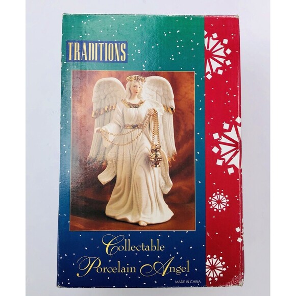 Vintage TRADITIONS Collectable PORCELAIN ANGEL. Gold Hand Painted Accents - Picture 9 of 9